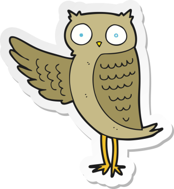 Bir insan tarafından çizilmiş bir baykuşun çıkartması.