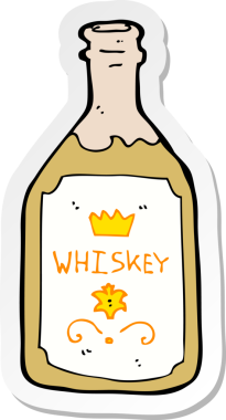 Bir insan tarafından çizilmiş viski şişesinin çıkartması.