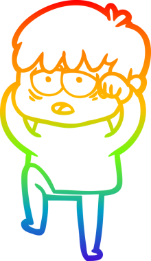 gökkuşağı gradyan çizgi çizimi bir insan tarafından çizilmiş bitkin bir çocuk