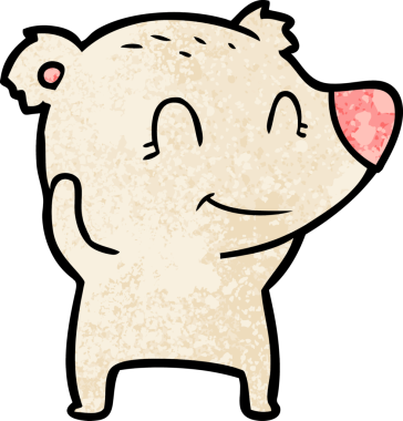 Bir insan tarafından çizilmiş gülümseyen kutup ayısı çizgi filmi