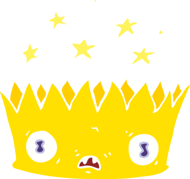 Bir insan tarafından çizilmiş sihirli tacın düz renk çizimi