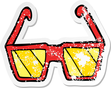 Bir insan tarafından çizilmiş çizgi film gözlüğünün sıkıntılı çıkartması.