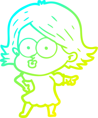 Bir insan tarafından somurtulmuş çizgi film kızı çizimi.