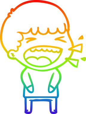 Gökkuşağının gradyan çizimi bir insan tarafından çizilmiş gülen bir adamın çizimi.