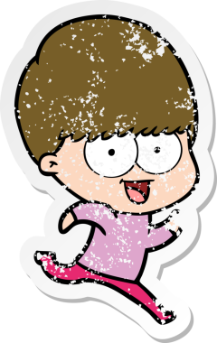 Bir insan tarafından çizilen mutlu çizgi film çocuğunun sıkıntılı çıkartması.