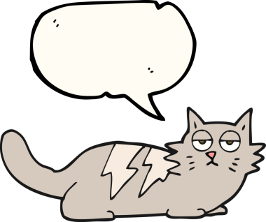 Bir insan tarafından çizilmiş serbest konuşma balonu çizgi film kedisi