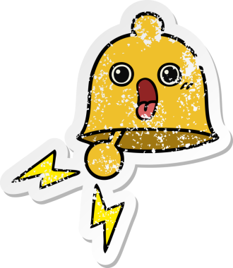 Bir insan tarafından çizilmiş sevimli bir karikatür çanın sıkıntılı çıkartması.