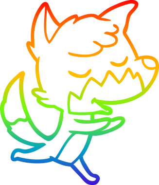 gökkuşağı gradyan çizimi bir insan tarafından çizilen dost bir tilki çizgi filmi