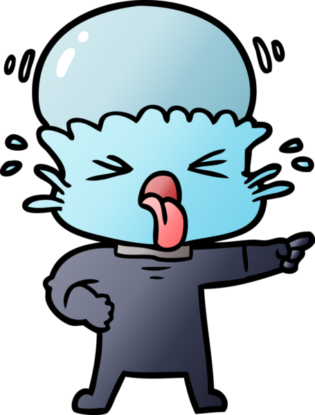 Bir insan tarafından çizilmiş iğrenç bir çizgi film uzaylısı.