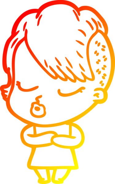 Bir insan tarafından çizilmiş güzel hippi bir çizgi film çizimi.