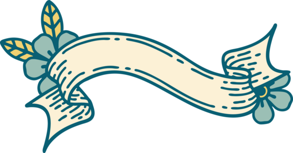 İkonik dövme tarzı bir afiş ve bir insan tarafından çizilmiş çiçekler.