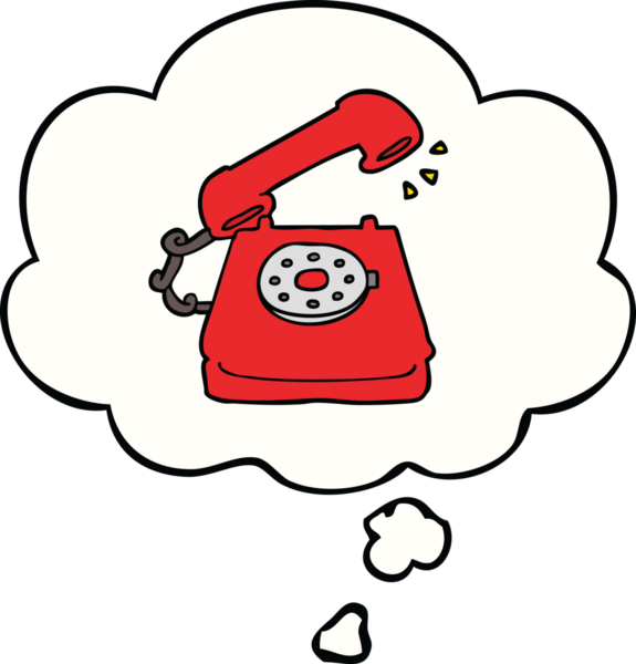 Bir insan tarafından çizilmiş düşünce baloncuklu eski bir telefon.