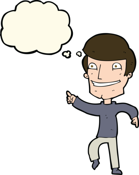 çizgi film mutlu adam bir insan tarafından çizilen düşünce baloncuğu ile işaret