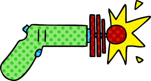 Bir insan tarafından çizilmiş tuhaf çizgi film lazer silahı.