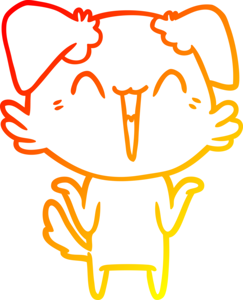 Bir insan tarafından çizilmiş mutlu, küçük bir köpek çizgi filmi.