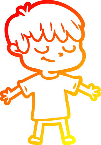 Bir insan tarafından çizilen mutlu bir çocuğun sıcak çizgi çizimi.