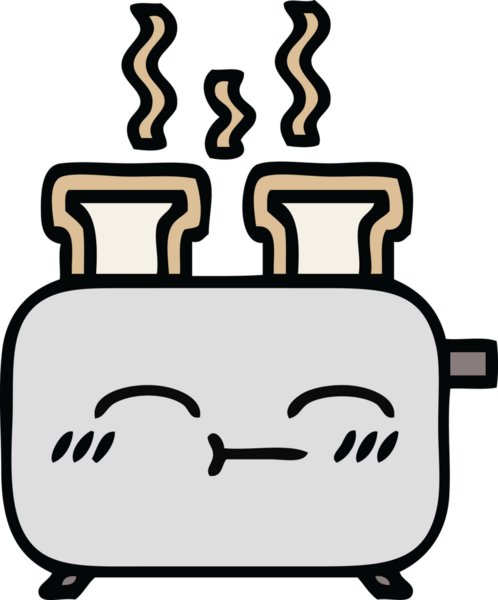 Bir insan tarafından çizilmiş bir tost makinesi karikatürü.
