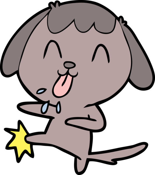 Bir insan tarafından çizilmiş şirin bir çizgi film köpeği.