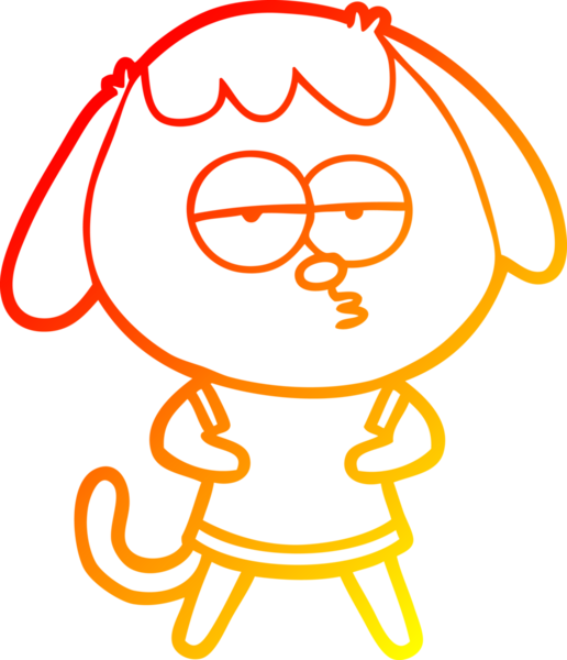 Bir insan tarafından çizilen ve sıkılmış bir köpeğin sıcak çizgi çizimi.