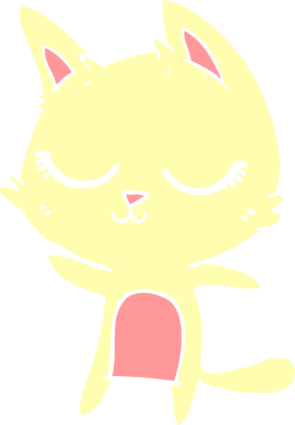 Bir insan tarafından çizilmiş düz renkli çizgi film kedisi