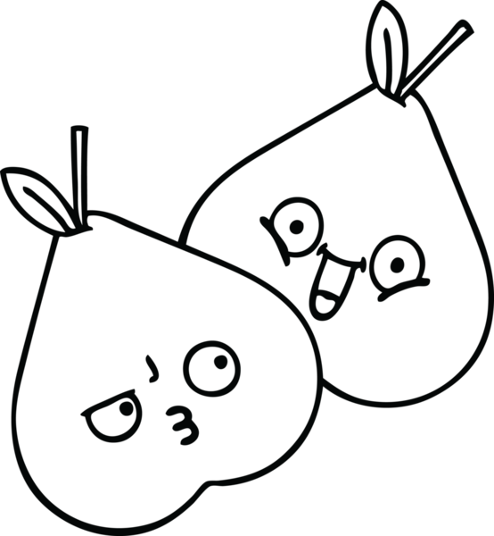 Bir insan tarafından çizilmiş yeşil armutların çizgi çizimi