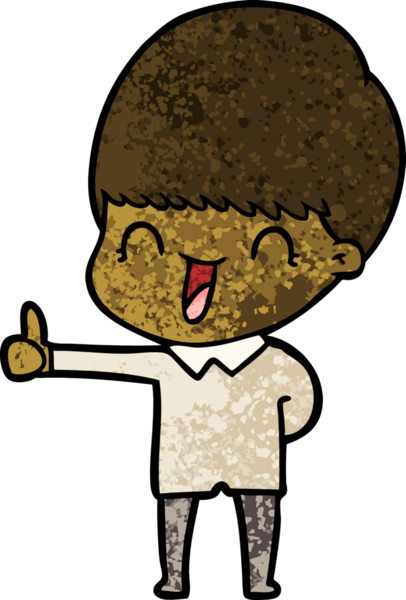 Bir insan tarafından çizilmiş mutlu çizgi film çocuğu.