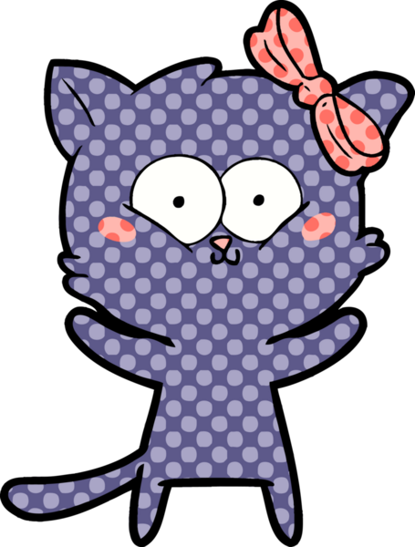 Bir insan tarafından çizilmiş çizgi film kedisi.