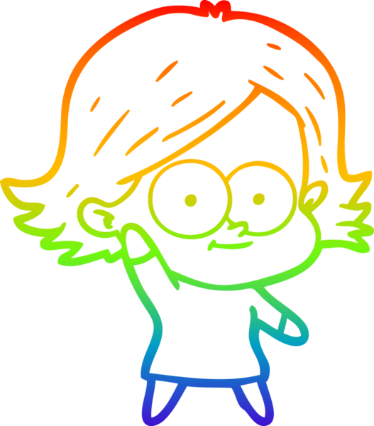 gökkuşağı gradyan çizimi mutlu bir çizgi film kızı bir insan tarafından çizildi