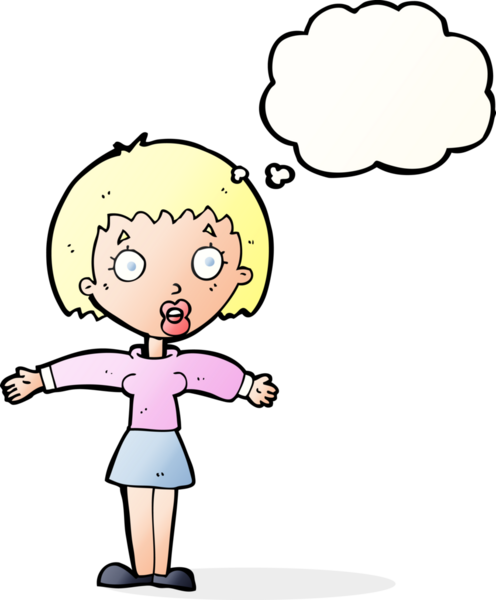 Bir insan tarafından çizilmiş düşünce balonlu bir karikatür.