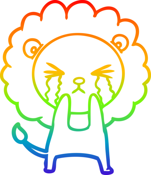 Bir insan tarafından çizilmiş ağlayan bir aslanın çizgi çizimi.