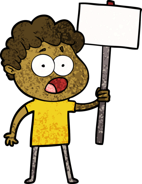 Bir insan tarafından çizilmiş bir karikatür adamı şaşkınlıkla nefes nefese kaldı.