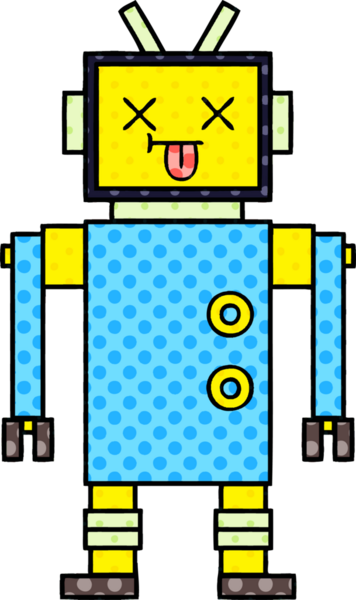 bir insan tarafından çizilmiş bir robotun çizgi roman tarzı