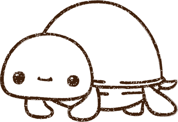 Bir insan tarafından çizilmiş şirin kaplumbağa kömürü.