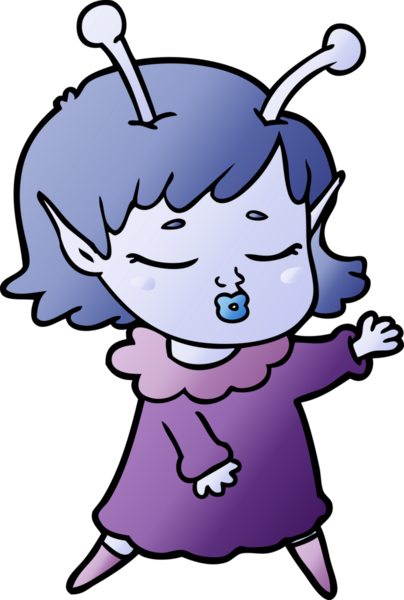 Bir insan tarafından çizilmiş sevimli uzaylı kız çizgi filmi.