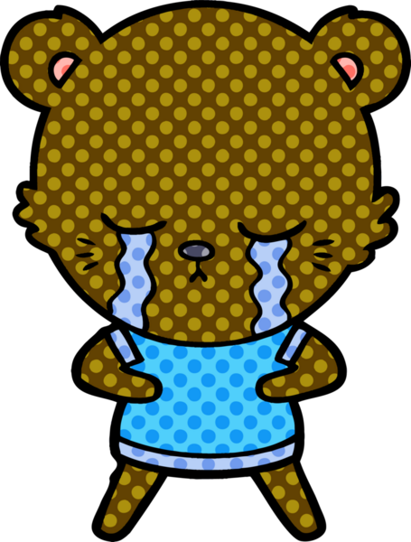 Bir insan tarafından çizilmiş ağlayan çizgi film ayısı.