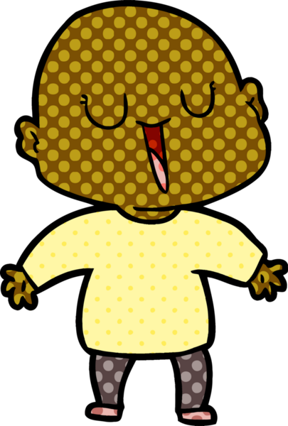 Bir insan tarafından çizilmiş mutlu, kel adam.