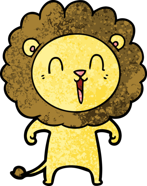 Bir insan tarafından çizilmiş gülen aslan çizgi filmi.