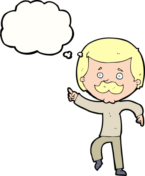 Bir insan tarafından çizilmiş bir düşünce balonuyla dans eden baba.