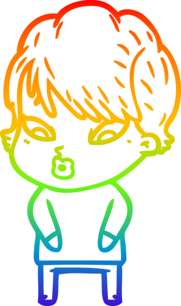 gökkuşağı gradyan çizimi bir insan tarafından çizilmiş bir karikatür kadın