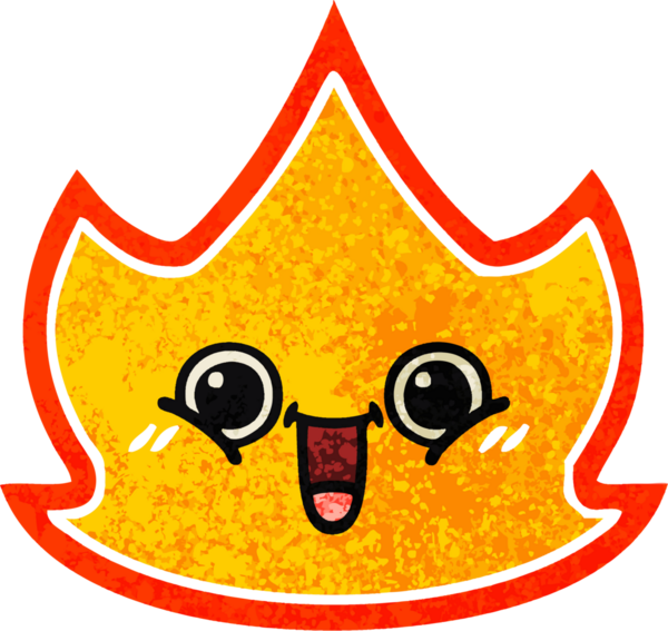 Bir insanın çizdiği ateşin retro illüstrasyon tarzı karikatürü