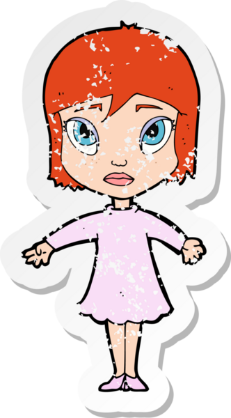 Bir insan tarafından çizilmiş, karikatürist bir kızın gerilmiş çıkartması.