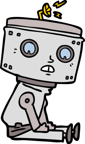 Bir insan tarafından çizilmiş çizgi film robotu