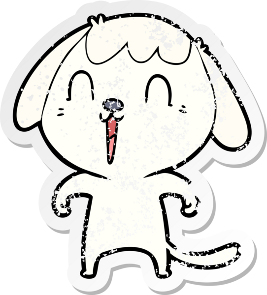 Bir insan tarafından çizilmiş şirin bir köpeğin sıkıntılı çıkartması.