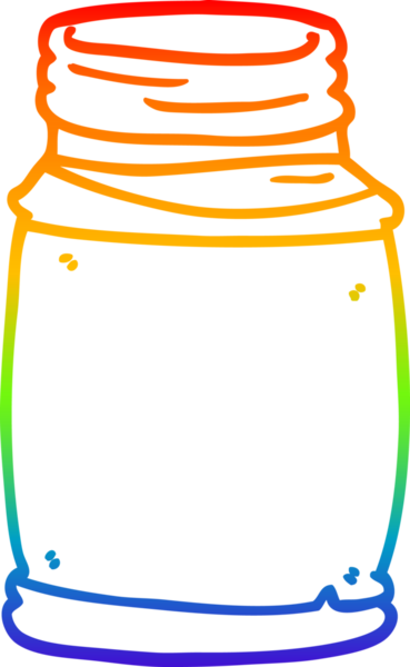 gökkuşağı gradyan çizgi çizimi bir insan tarafından çizilmiş cam bir kavanoz