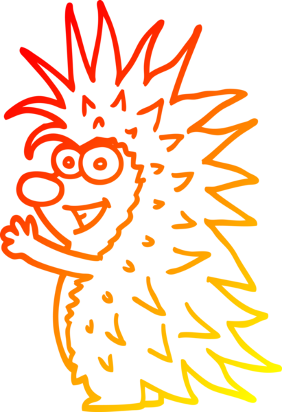 Bir insan tarafından çizilmiş sivri dikenli kirpinin sıcak çizgi çizimi