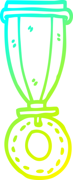 Bir insan tarafından çizilmiş bir çizgi film madalyasının soğuk gradyan çizimi