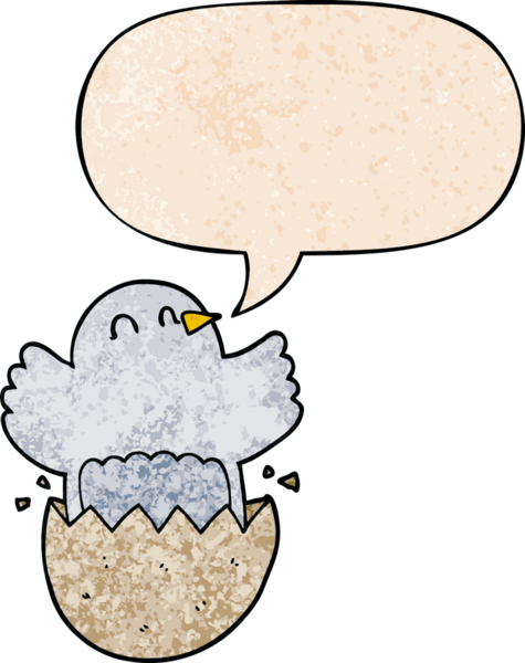 Çizgi film kuluçkaya yatmış tavuk ve insan tarafından çizilmiş eski moda bir konuşma balonu.