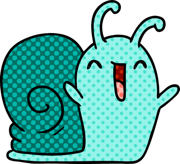 Çizim: kawaii Mutlu şirin salyangoz Bir insan tarafından çizilmiş