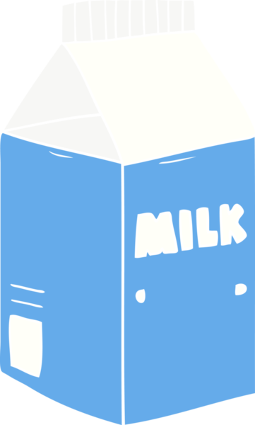 Bir insan tarafından çizilmiş düz renkli süt kutusu.