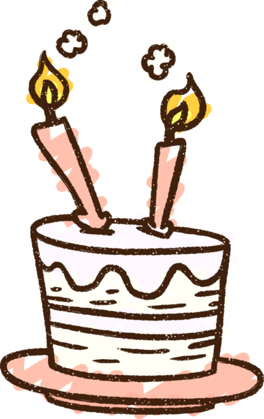 Bir insan tarafından çizilmiş doğum günü pastası tebeşiri